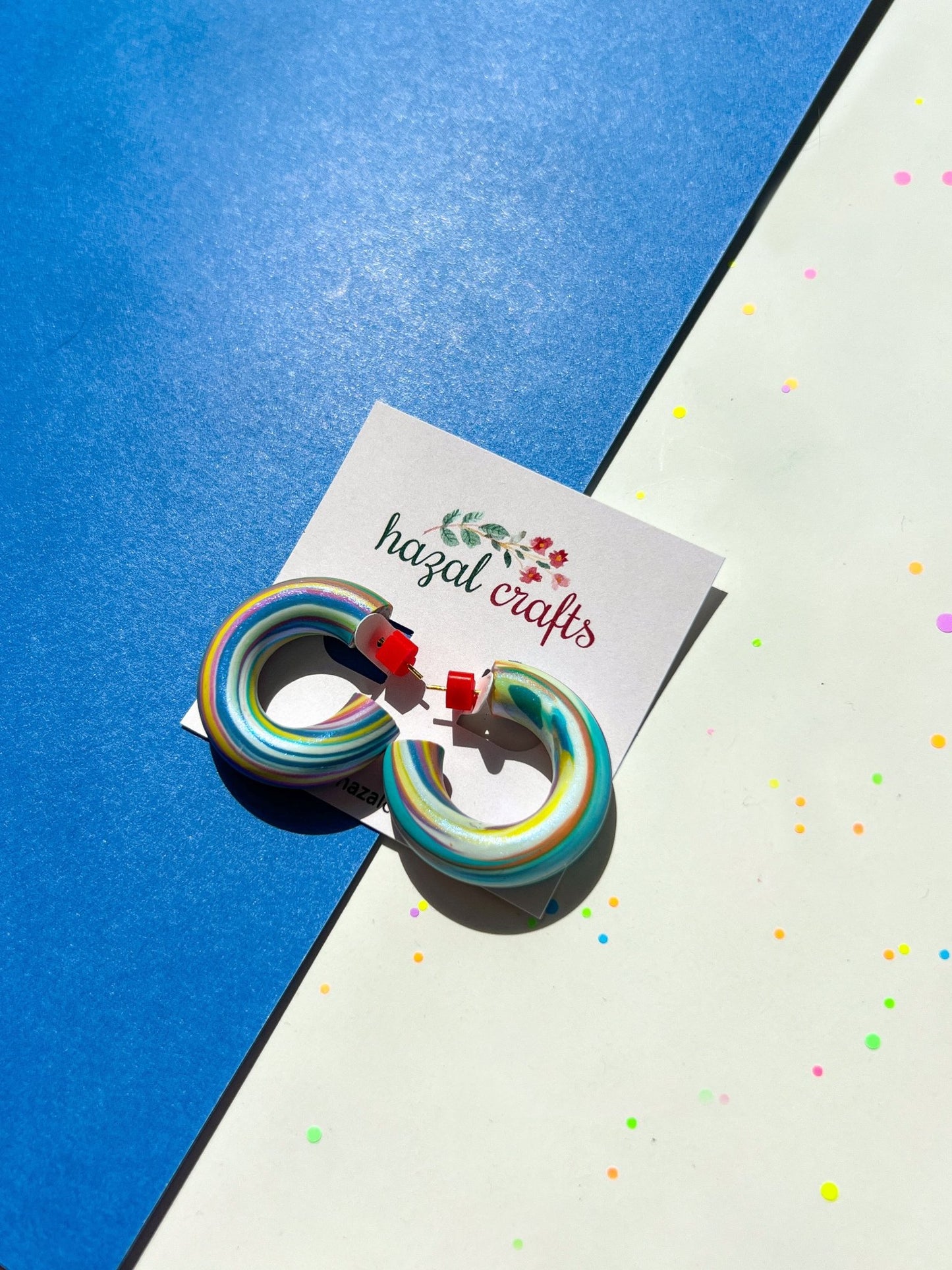 Ocean Wave & Sunset Glow Hoops - hazalcrafts