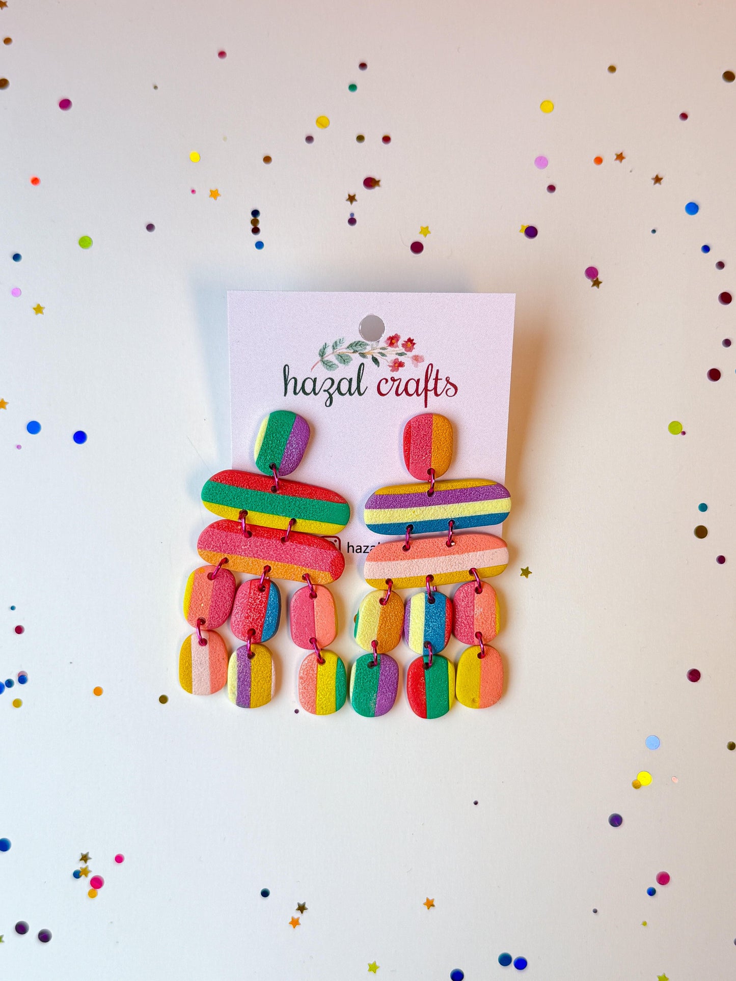 Rainbow Stripes Drop Dangle Earrings