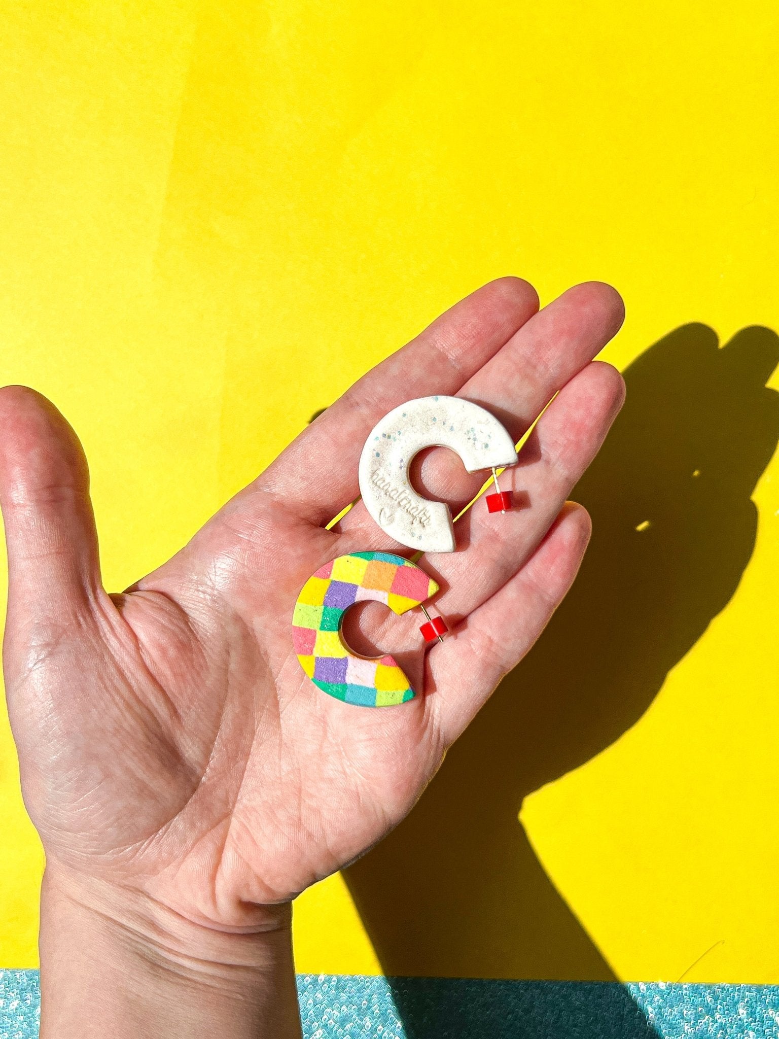 Lego - inspired Colorful Checkered Hoops - hazalcrafts