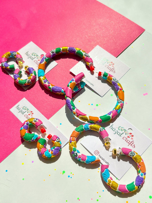 Maximalist Patchwork Hoops - hazalcrafts