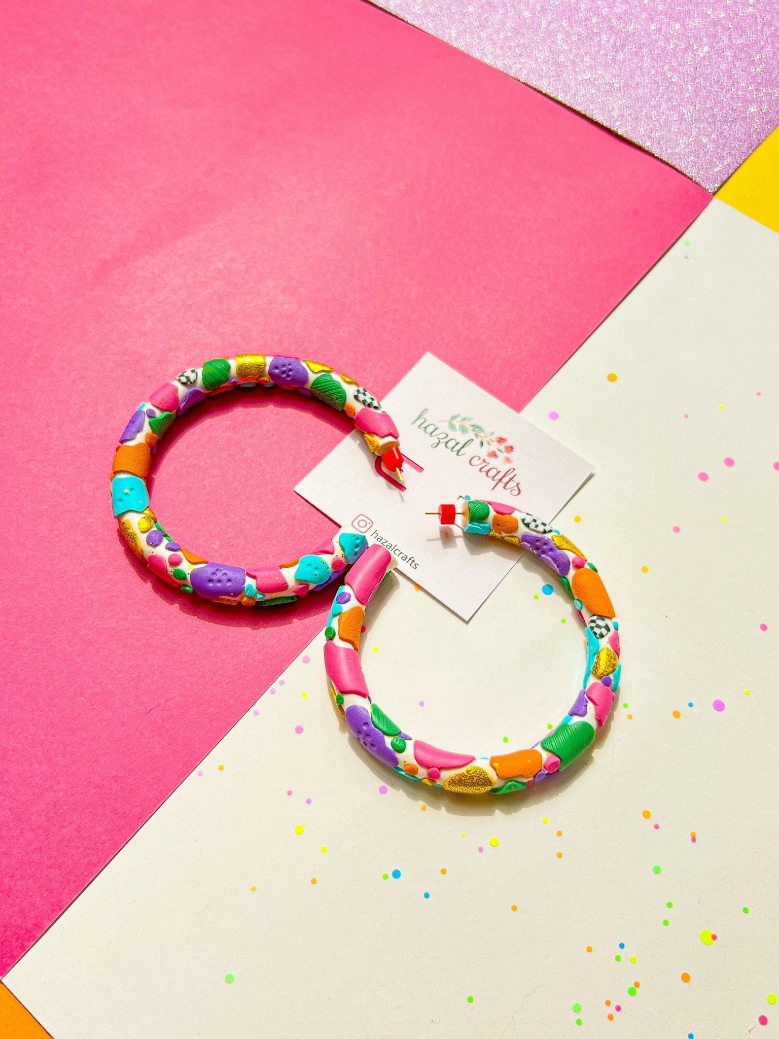 Maximalist Patchwork Hoops - hazalcrafts