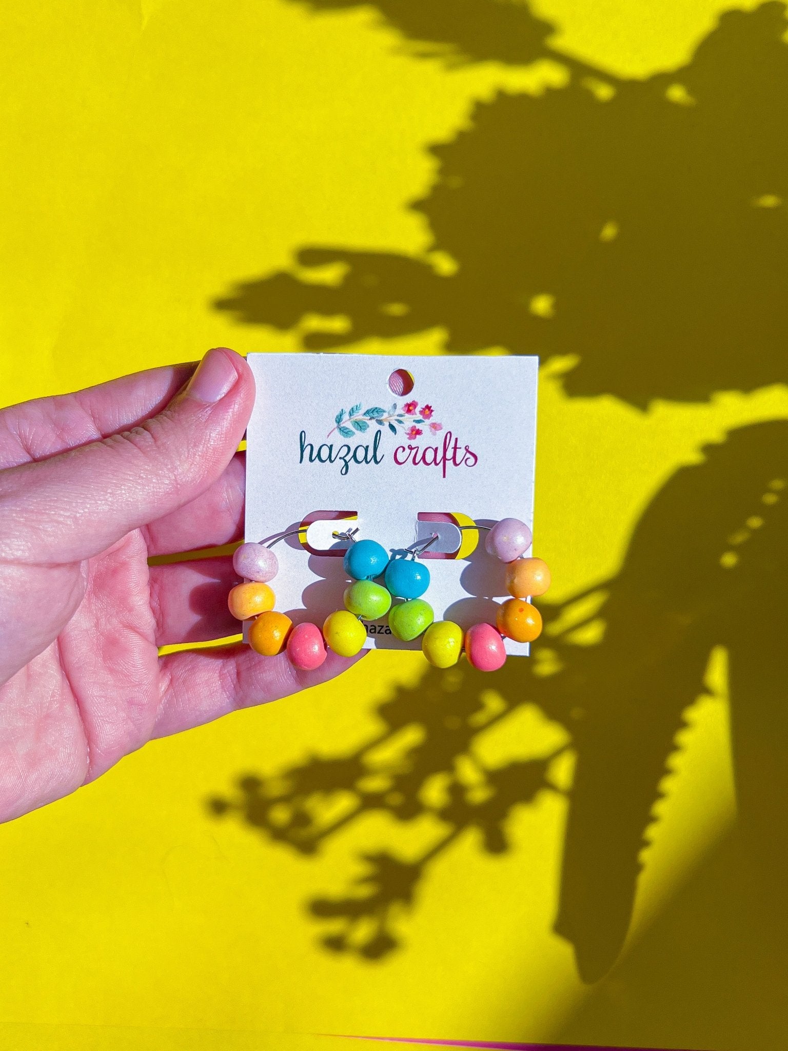 Rainbow Mini Beaded Hoops - hazalcrafts