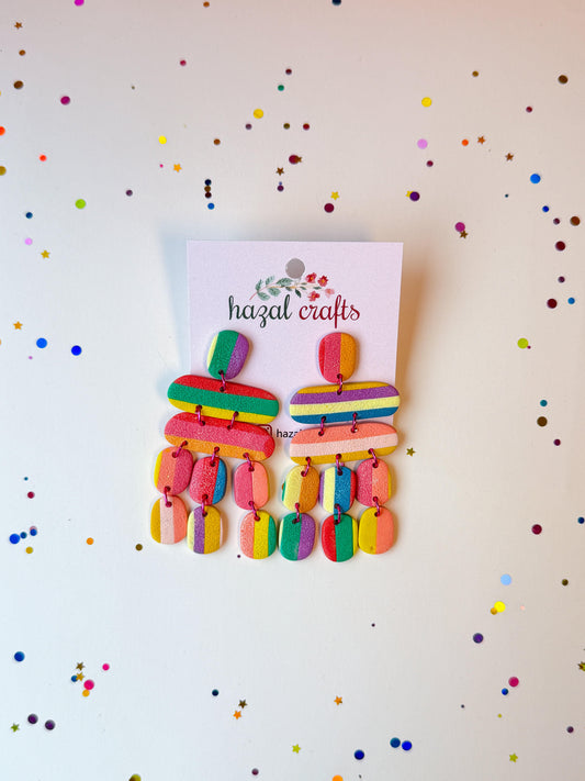Rainbow Stripes Drop Dangle Earrings