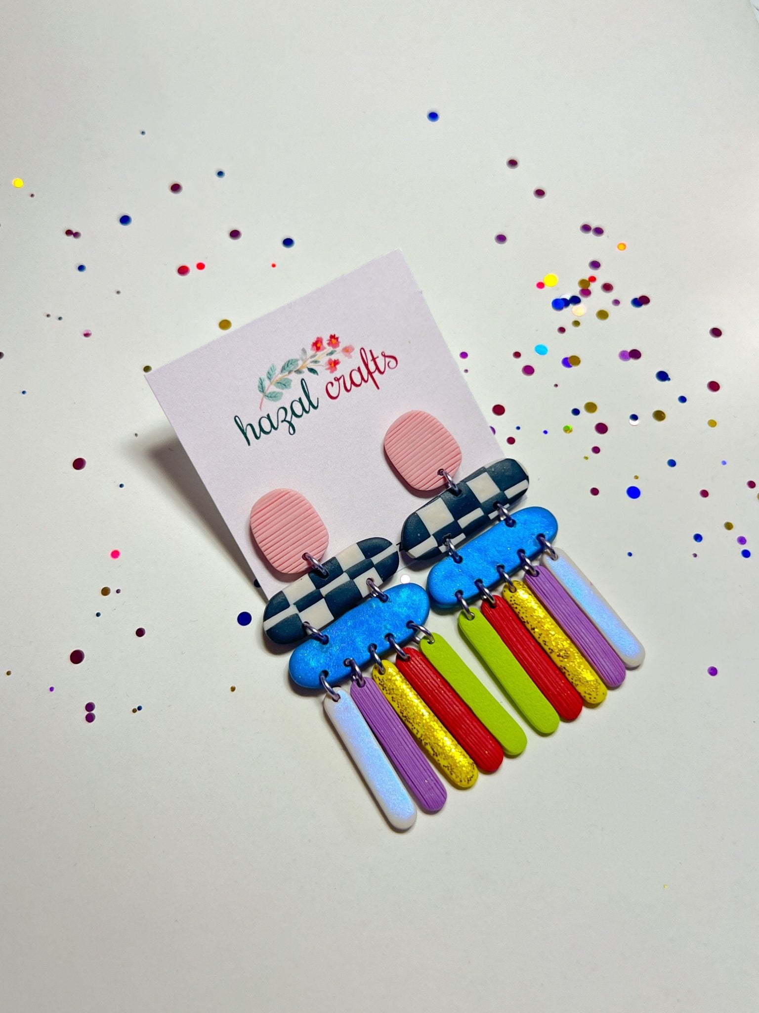 Retro Pop Dangle Earrings - hazalcrafts