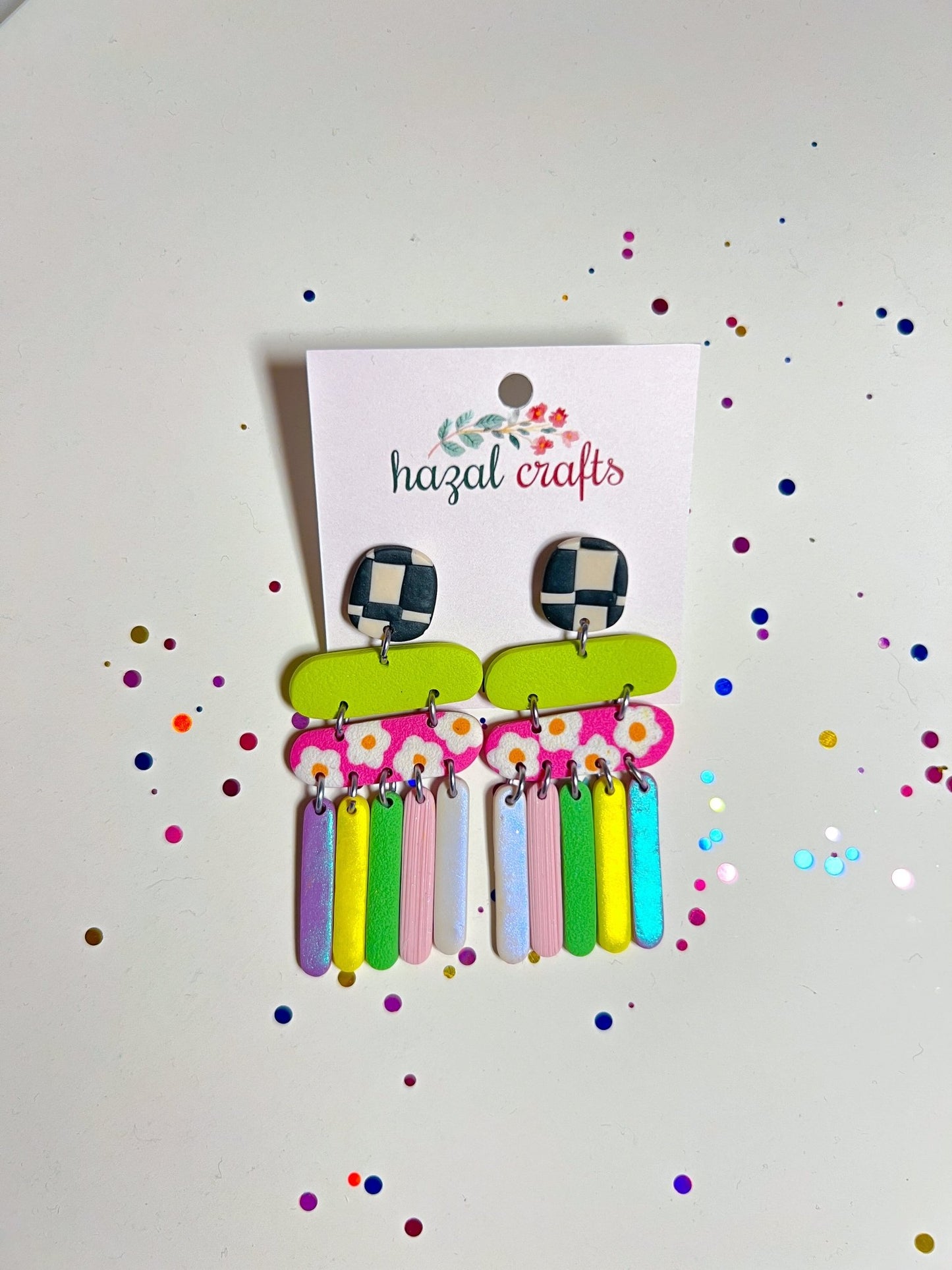 Retro Pop Dangle Earrings - hazalcrafts