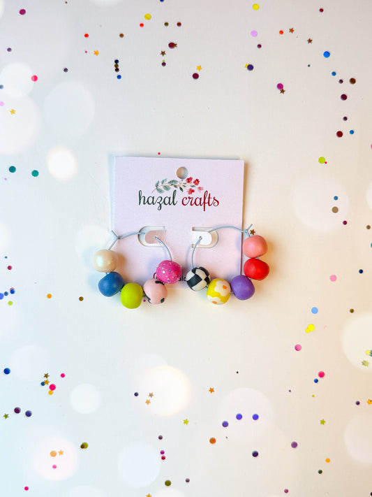 Super Funky Hand-rolled Beaded Hoops