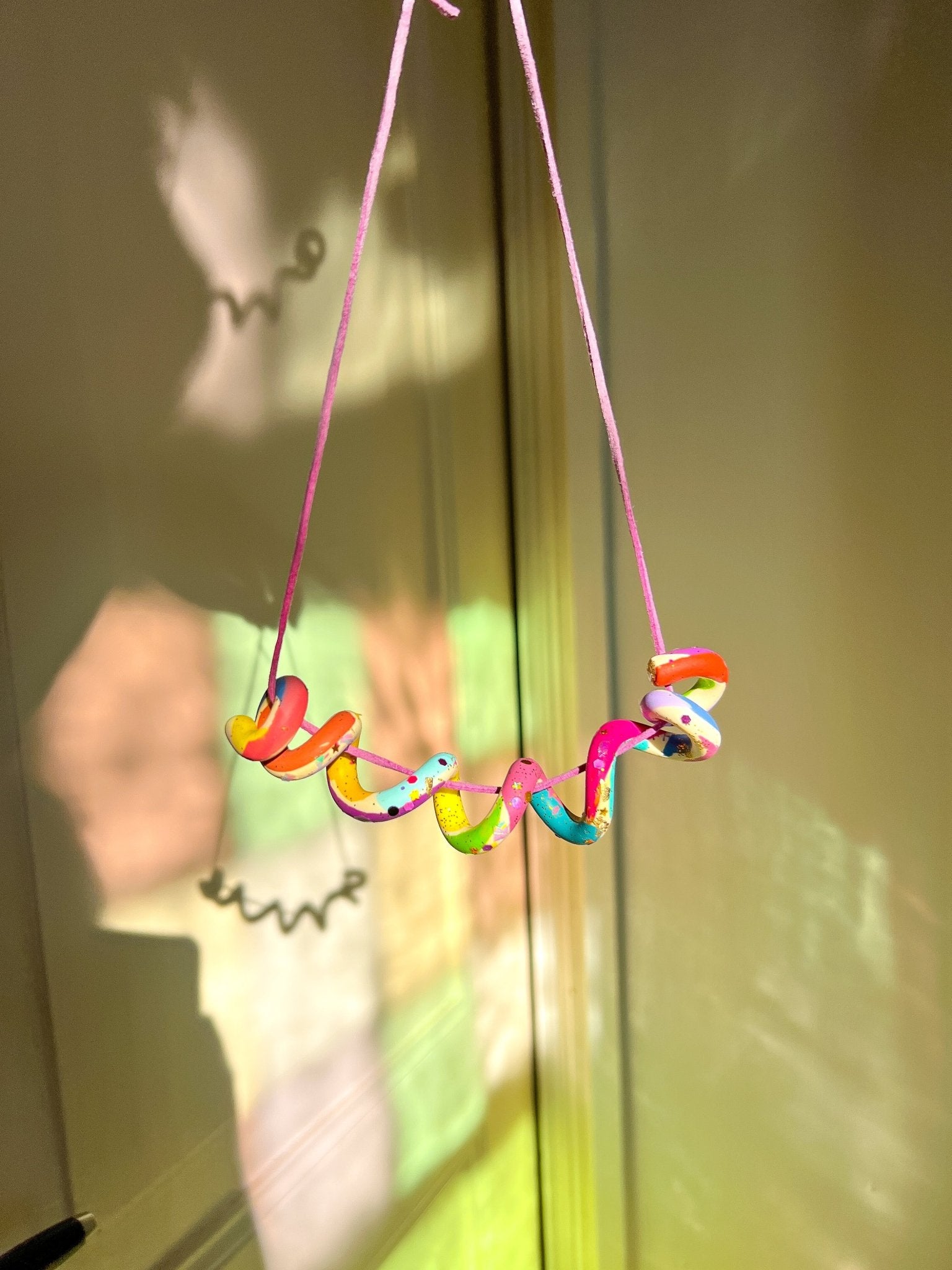 Swirling Rainbow Necklace Colorfest - hazalcrafts