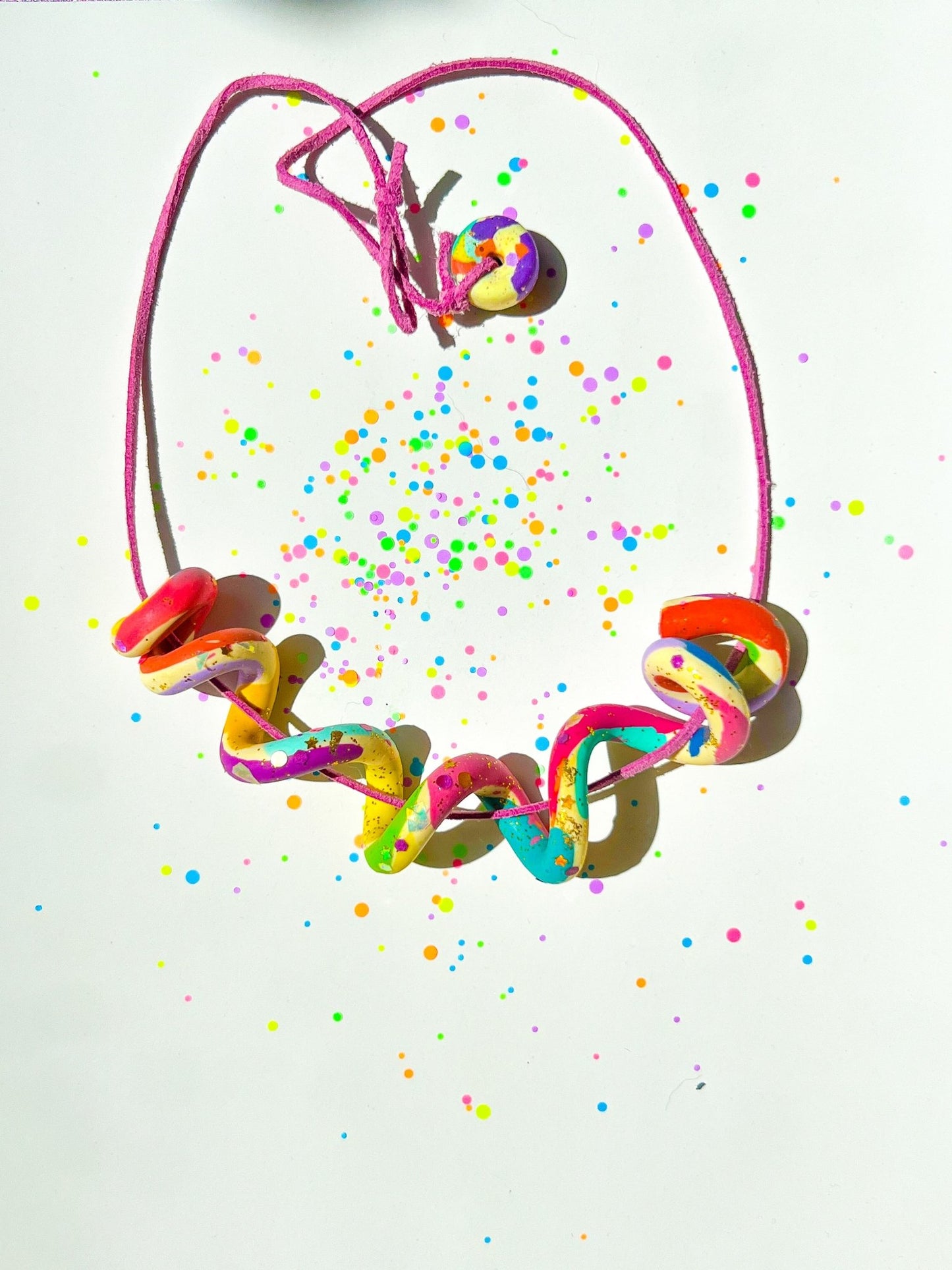 Swirling Rainbow Necklace Colorfest - hazalcrafts