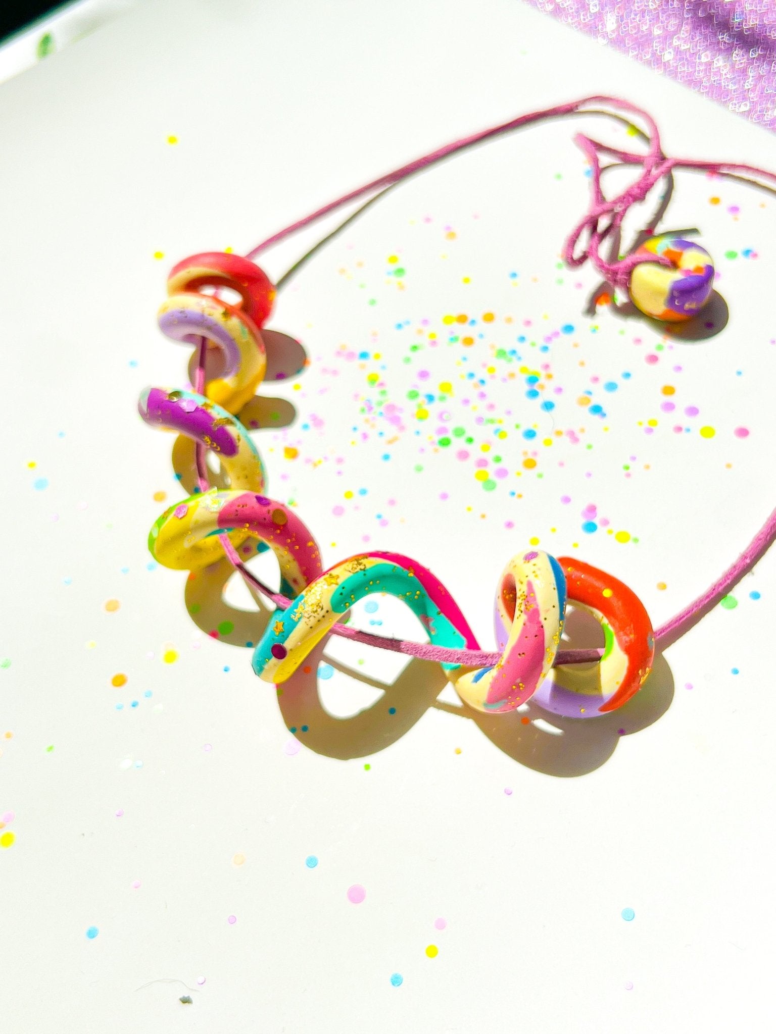 Swirling Rainbow Necklace Colorfest - hazalcrafts