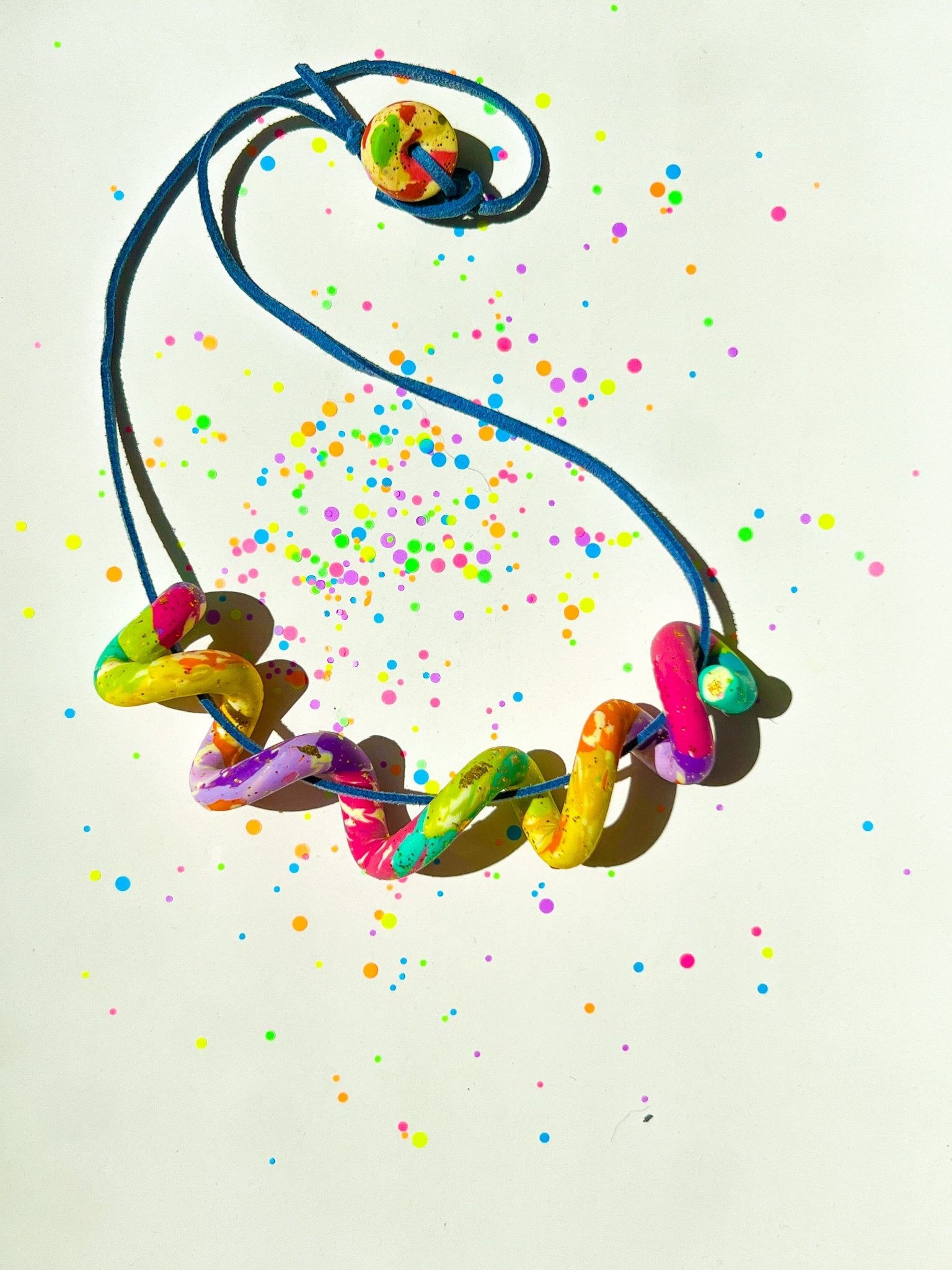 Swirling Rainbow Necklace Lavender Burst - hazalcrafts