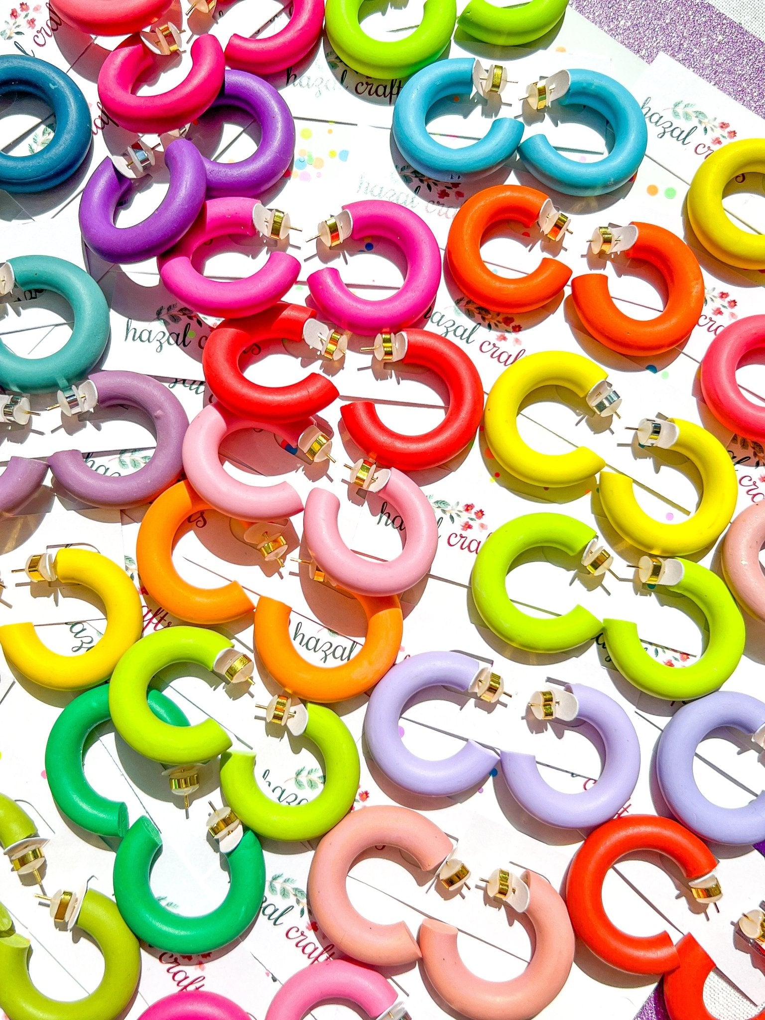 Colorful Basic Chunky Hoops - hazalcrafts