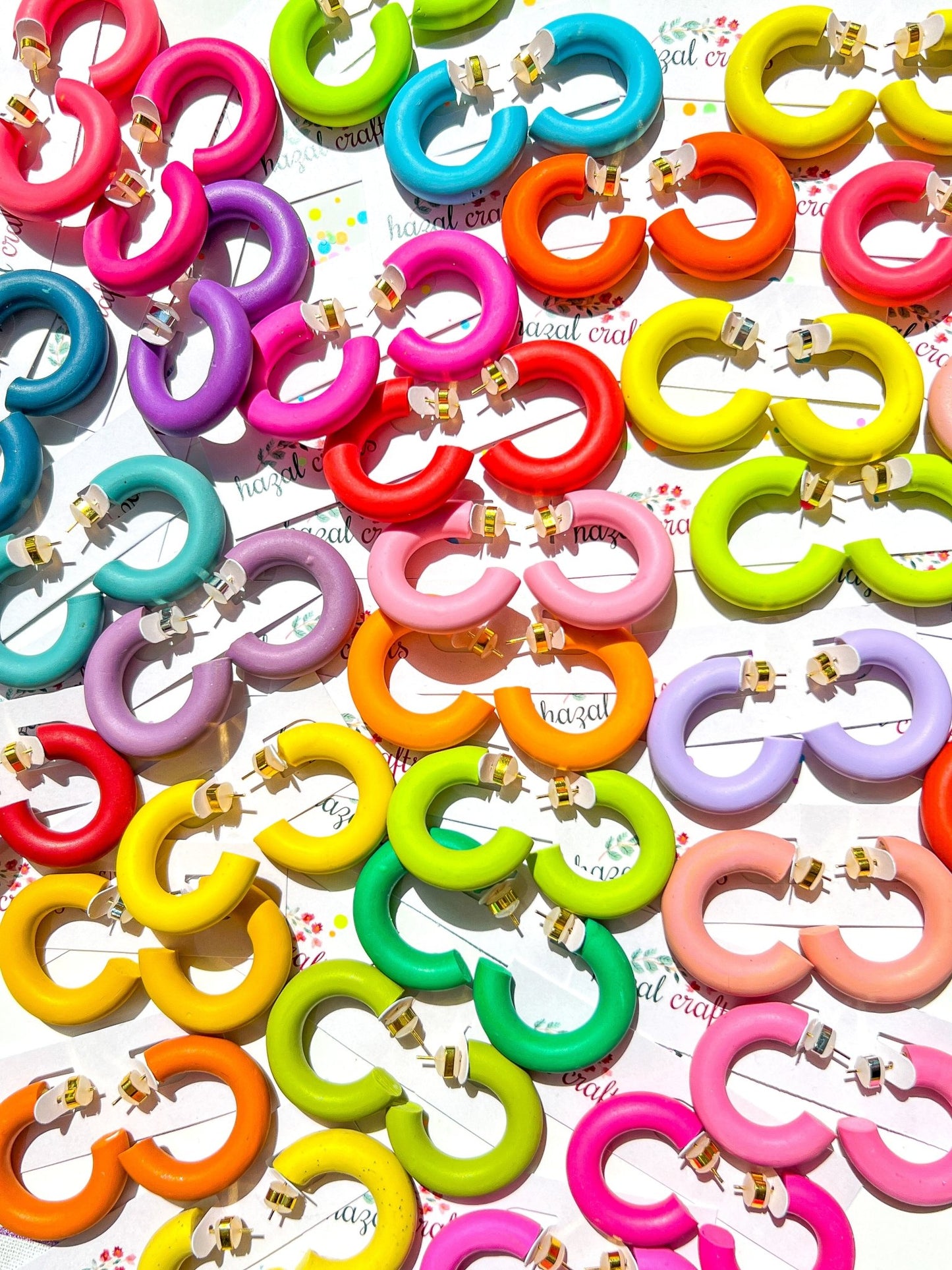 Colorful Basic Chunky Hoops - hazalcrafts