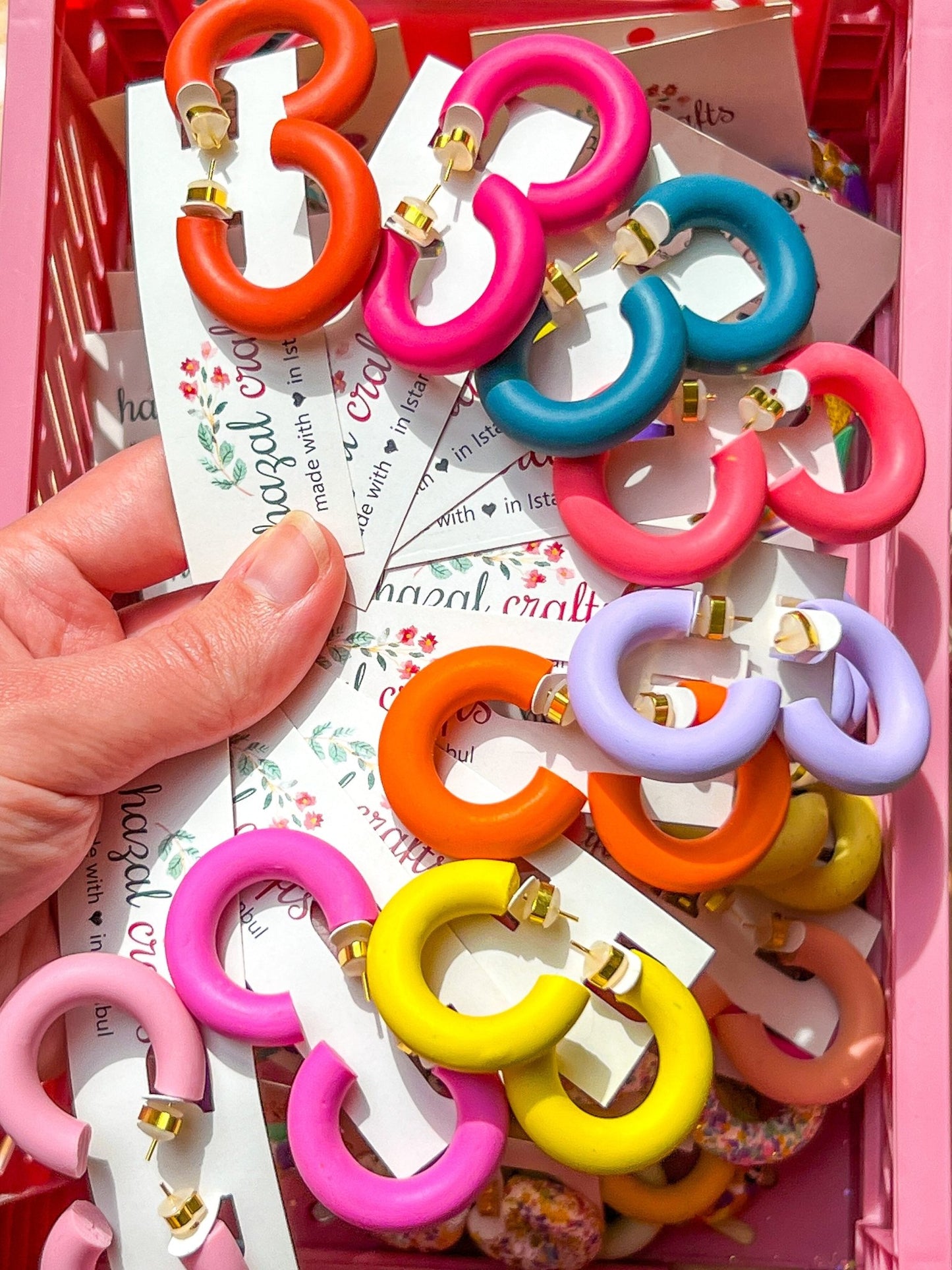 Colorful Basic Chunky Hoops - hazalcrafts